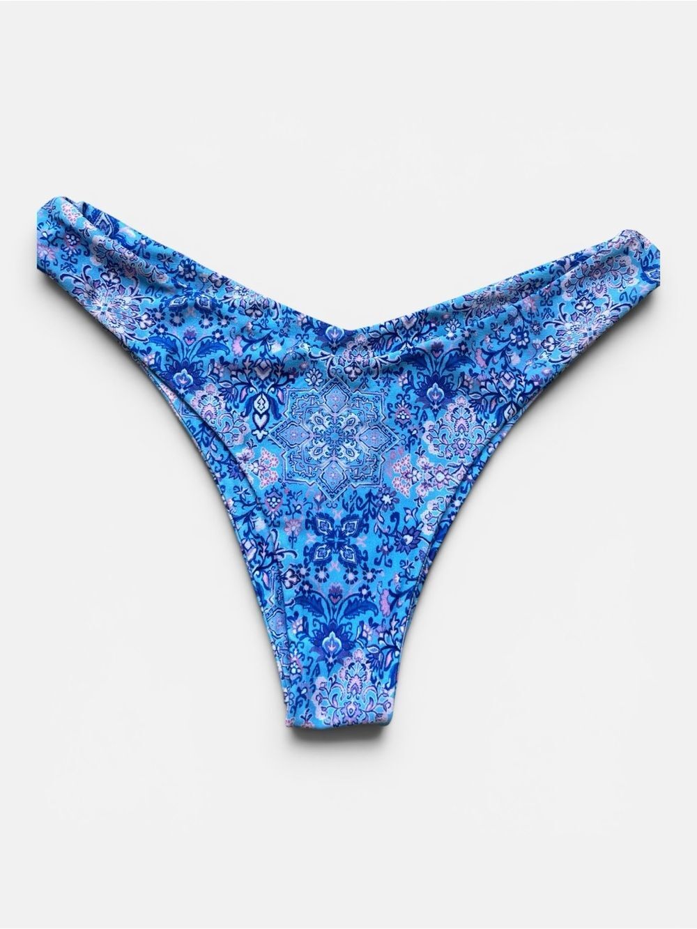 Kulani Kinis Y Cheeky Bikini Bottom Blue Pink Floral Size Large